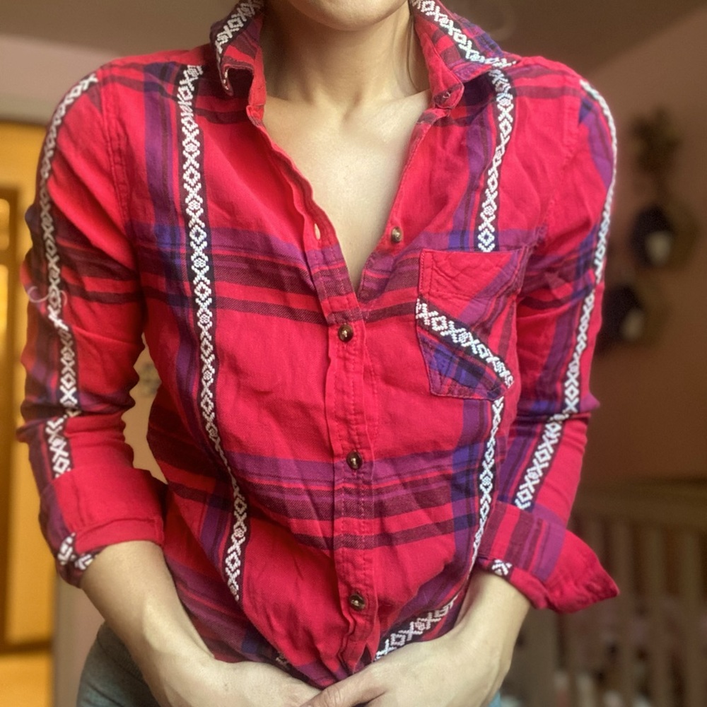 Flannel shirt embroidered
